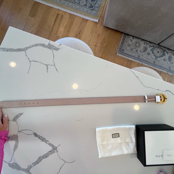 Gucci - GG Marmont White Guccissima Monogram Imprinted Leather Belt - Size 85 - Picture 7 of 8